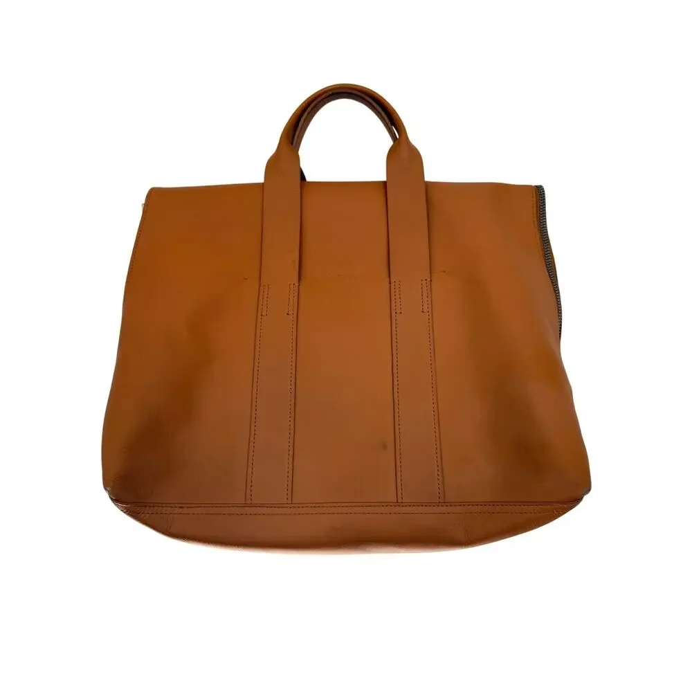 3.1 Phillip Lim 31 Hour Camel Calfskin Leather Fold Over Tote Bag Women's OS